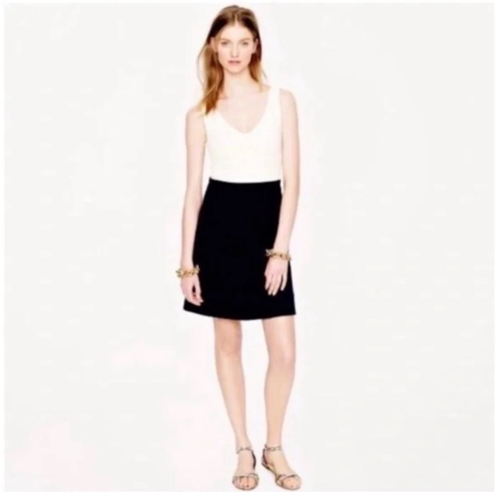 J Crew Colorblock Ponte V Neck, Navy Blue and Cream Size S